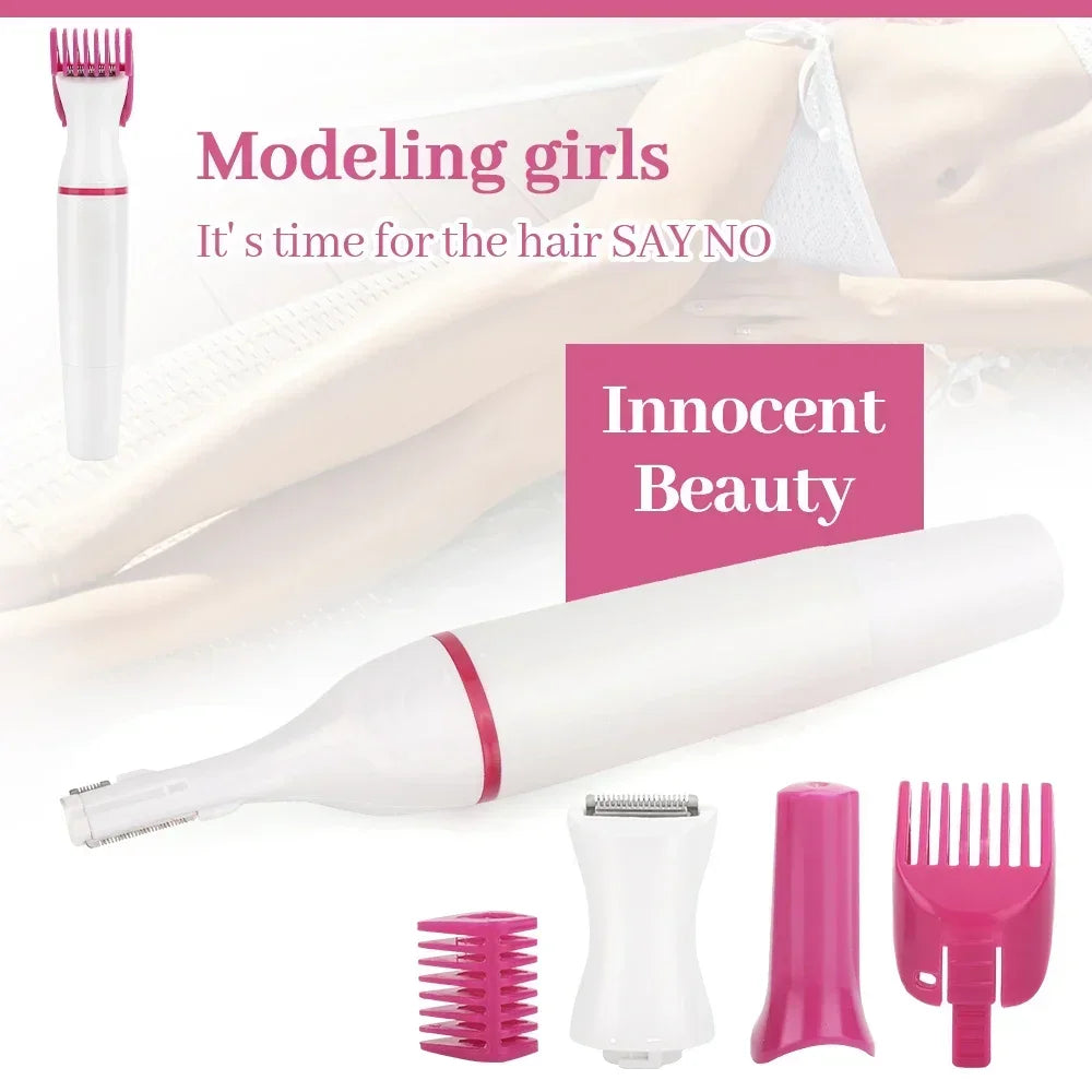 Kadınlar için 5'i 1 arada Vücut Tüy Alma Epilatör Düzeltici Taşınabilir Ağrısız Jilet Tıraş Makinesi Bikini Bacak Koltuk Altı Tüy Bakımı Aracı